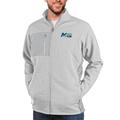 Men's Antigua Heathered Gray Mid Michigan College Course Full-Zip Jacket