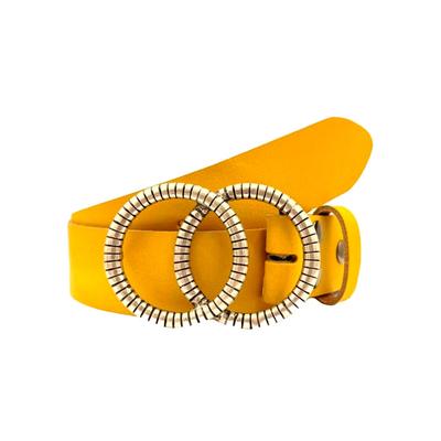 Koppelgürtel, Damen, Gr. 105, gelb, Leder, RETTUNGSRING BY SHOWROOM 019, unifarben, modisch, Gürtel, Doppelringschließe, Vollrindleder Image
