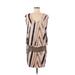 Bebe Casual Dress - Shift Scoop Neck Sleeveless: Tan Print Dresses - Women's Size Medium