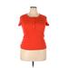 LACAUSA Short Sleeve Henley Shirt: Orange Tops - Women's Size 32