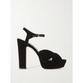 Jimmy Choo - Heloise 120 Knotted Velvet Platform Sandals - Black