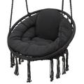 MoNiBloom Porch Hammock Hanging Rope Single Swing Chair w/ Removeable Cushion Metal in Black | 44 H x 32 W x 25 D in | Wayfair A75-HC-005-BK-BK