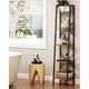 17 Stories 5-Tier Ladder Shelf, Narrow Storage Shelves, Rustic Freestanding Tall Bookcase, Steel in Brown | 62.4 H x 13.4 W x 6.9 D in | Wayfair