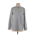 Banana Republic Long Sleeve Button Down Shirt: Gray Stripes Tops - Women's Size Medium