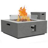 ESSENTIAL LOUNGER 35 Square Concrete 50 000 BTU Firepit Table Set Gray