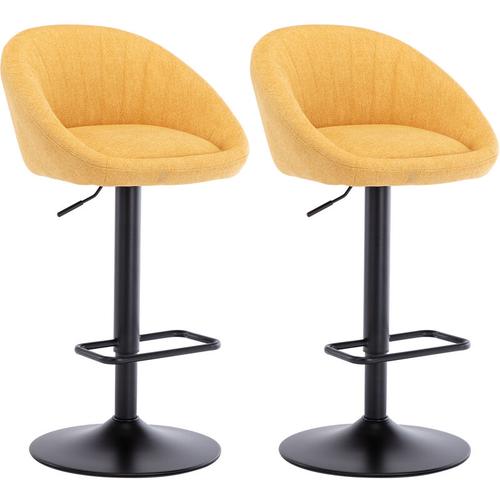 2er Set Barhocker Barstuhl aus Handtuchstoff Tresenhocker Höhenverstellbar für Kücheninsel, Gelb