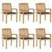 Dcenta Stacking Patio Chairs with Cushions 6 pcs Solid Teak Wood