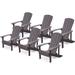 Cozyhom 6 Pc Outdoor Patio Adirondack Patio Chairs Weather Resistant Hips Plastic Chairs With Natural Wood Grain Campfire Chairs For Outside Deck Garden Backyard Fire Pit Coffee