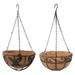 BESTONZON 2Pcs Yard Hanging Planter Basket with Coco Liner Flower Plant Pot with Hanging Chain