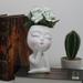Face Planter Resin Statue Planter Head Planter with Smiling Face Face Flower Pot with Drainage Hole Succulent Planter with Closed Eyes Indoor Outdoor Lady Face Plant Pot