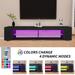 70.8" LED TV Stand Modern Entertainment Center with Tempered Glass Storage Shelves High Gloss TV Console TV Cabinet