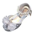 Girls Sandals Fashion Summer Performance Dress Dance Shoes Flat Light Sequins Pearl Mesh Bow Buckle Baby Daily Footwear Casual First Walking
