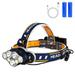 LED Headlamp Rechargeable Headlight Flashlight with USB Cable 2 Batteries 8 Modes Waterproof Head Lamp with Red Light for Outdoor Camping Cycling Running Fishing 7 LED F77144