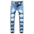 Frostluinai Jeans Denim Pants for Men Clearance 2023! Men s New Tight-fitting Straight Hip-hop Stretch Motorcycle Denim Trousers