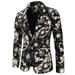 Penkiiy Blazer for Men Men s Fashion Casual One Button Printed Suit Performance Suit Men s Long Sleeve Lapel Suit Black Blazer