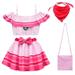 KAWELL Princess Peach Swimsuits for Girls 2-Piece Bathing Suit Tankini Swimwear for Kids Party Dress Up