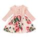 YDOJG Summer Dresses For Girls Toddler Kids Crew Neck Long Sleeve Casual Beach Floral Prints Party Dress For 2-3 Years