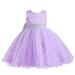 safuny Girls s Party Gown Birthday Dress Clearance Solid Bowknot Princess Dress Round Neck Mesh Tiered Swing Hem Vintage Sleeveless Holiday Lovely Comfy Fit Purple 3-10Y