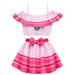 KAWELL Princess Peach Swimsuits for Girls 2-Piece Bathing Suit Tankini Swimwear for Kids Party Dress Up