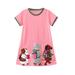 Rovga Casual Dresses For Girls Cartoon Print Short Sleeve Dresses Kids Sundress For Casual Dress 2 To 8 Years Party Birthday Girl Dress