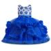 safuny Girls s Party Gown Birthday Dress Clearance Lace Flower Bowknot Lovely Holiday Comfy Fit Round Neck Mesh Tiered Swing Hem Vintage Princess Dress Sleeveless Blue 2-10Y