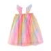 ZMHEGW Summer Dresses For Toddler Girls Fly Sleeve Rainbow Tie Dye Tulle Princess Dance Party Clothes Sun Dress