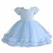 TUOBARR Dress for Toddler Girl Baby Girls Middle-aged Children s Embroidery Mesh Gauze Dress Pom Pom Princess Dress Blue 130