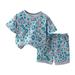 Summer Outfits Set For Kids Boys Baby Toddler Kids Short Sleeve Shorts Two Piece Set Kids Leopard T Shirt And Shorts For 18-24 Months