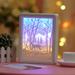 HAOAN Forest Deer Papercut Light Box Decorative 3D Shadow Light LED Lamp Night Light for Christmas Gift