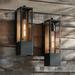 Possini Euro Berk 16"H Black and Gold Box Outdoor Wall Light Set of 2