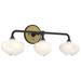 Ume 22"W 3-Light Brass Accented Black Bath Sconce w/ Frosted Shade