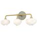 Ume 22"W 3-Light Accented Curved Arm Brass Bath Sconce w/ Frosted Sha