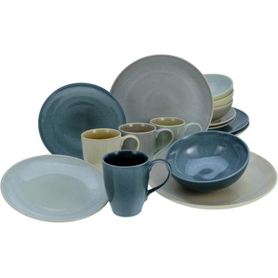 Kombiservice CREATABLE "Geschirr-Set Reactive", blau, 16 tlg., Steinzeug, Geschirr-Sets, Service, nostalgische Spezialgl