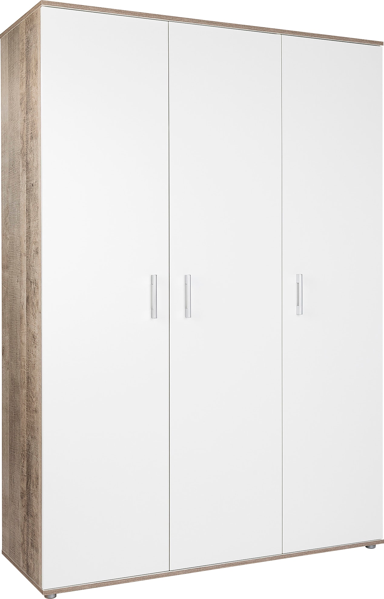 Kleiderschrank HOME AFFAIRE "Henning, Kinderkleiderschrank", Kinder, Gr. Platinum-Oak-Nachbildung, B/H/T: 130cm x 188cm x 51cm, Türen: 3 Stk., weiß (natur), Hartfaserplatte, Holzwerkstoff, Kunststoff, Metall, fühlbare Struktur, Schränke... Image