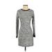 Lou & Grey Casual Dress - Sheath Crew Neck Long sleeves: Gray Color Block Dresses - Women's Size X-Small