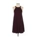 Ann Taylor LOFT Casual Dress - A-Line Crew Neck Sleeveless: Burgundy Print Dresses - Women's Size X-Small Petite