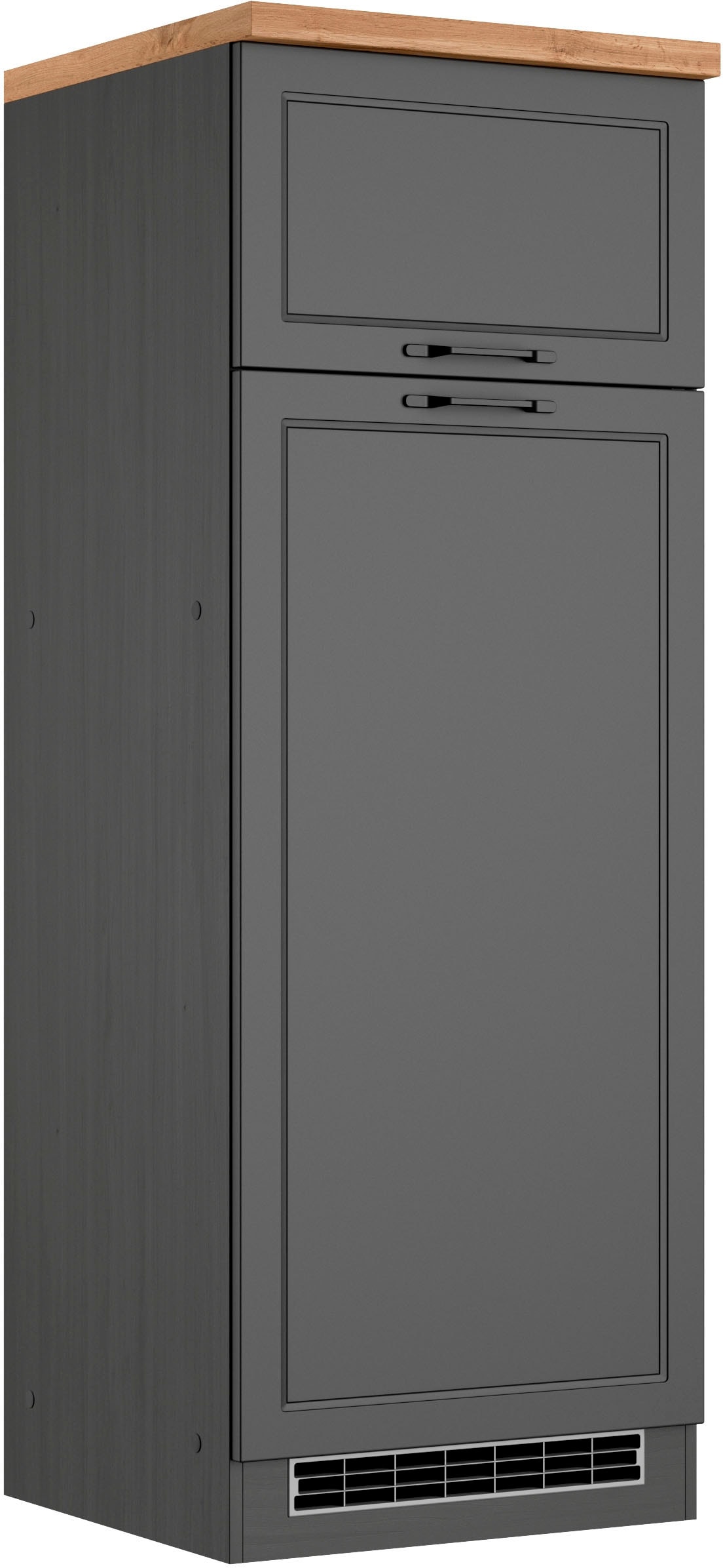 Kühlumbauschrank KOCHSTATION "KS-Lana", grau (matt grau, wotaneiche), B:60cm H:166cm T:60cm, Holzwerkstoff, MDF, Schränke, Breite 60 cm Image