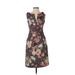 Tabitha Casual Dress - Sheath V Neck Sleeveless: Gray Floral Dresses - Women's Size 0