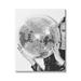 Stupell Industries Vintage Woman Holding Disco Ball On Canvas Graphic Art Canvas in Black/White | 30 H x 24 W x 1.5 D in | Wayfair aw-245_cn_24x30