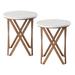 Latitude Run® Rustic Round Rustic End Table, Boho Nightstand Wood in Brown/White | 22.75 H x 20 W x 20 D in | Wayfair