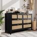 Bay Isle Home™ Bequia 6 - Drawer Dresser Wood/Wicker/Rattan in Black | 29.7 H x 47.2 W x 15.7 D in | Wayfair AB54409A78EE4D048C833BC5C3FF7027