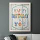 The Party Aisle™ Hila Happy Birthday To You Framed On Canvas Print Canvas, Solid Wood in Blue/Gray/Orange | 37.5 H x 27.5 W x 1 D in | Wayfair