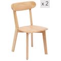 Lot de 2 chaises en bois massif naturel