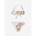 Selini Action Girls Floral Frou-frou Bikini In White Size 8 Yrs