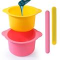 2 Pcs Silicone Wax Warmer Liner Non-stick Wax Melt Liners for Warmers Reusable Wax Pot Silicone Bowl Replacement Waxing Container Bowls for Hair Removal with 2Pcs Silicone Spatulas Yellow&Pink