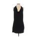 Express Casual Dress - Mini Plunge Sleeveless: Black Print Dresses - Women's Size Small