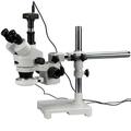 AmScope 3.5X-90X Trinocular LED Boom Stand Stereo Microscope with 144-LED and 5MP Camera New