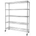 Sysdeal 5-Tier Shelving Unit Chrome Plated Heavy Duty Wire Shelf Corrosion Resistant Durable 59 D x 18 W x 71 H with 4 Bottom Pulleys Locking for Pantry Closet Kitchen - Black