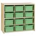 12-Cubby Storage Unit with Lime Green Tubs (Fully Assembled)
