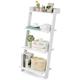 Costway 4-Tier Ladder Shelf Leaning Bookshelf withAnti-falling Baffle Wood Bookcase White